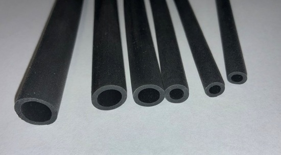 Black Santoprene TPR stock tubing in six diameters